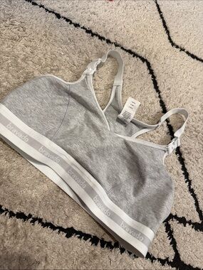 Bravado Heather Grey Nursing Bralette with White Trim m